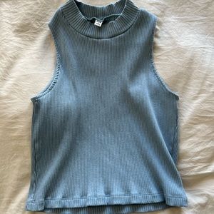Blue Mock-Neck Top from Uniqlo